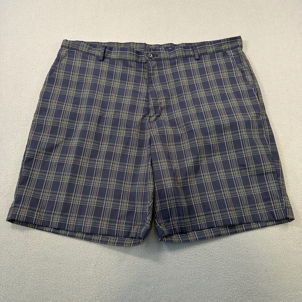 Chaps Golf 78 Mens Plaid Performance Shorts Navy Blue Green Size 42